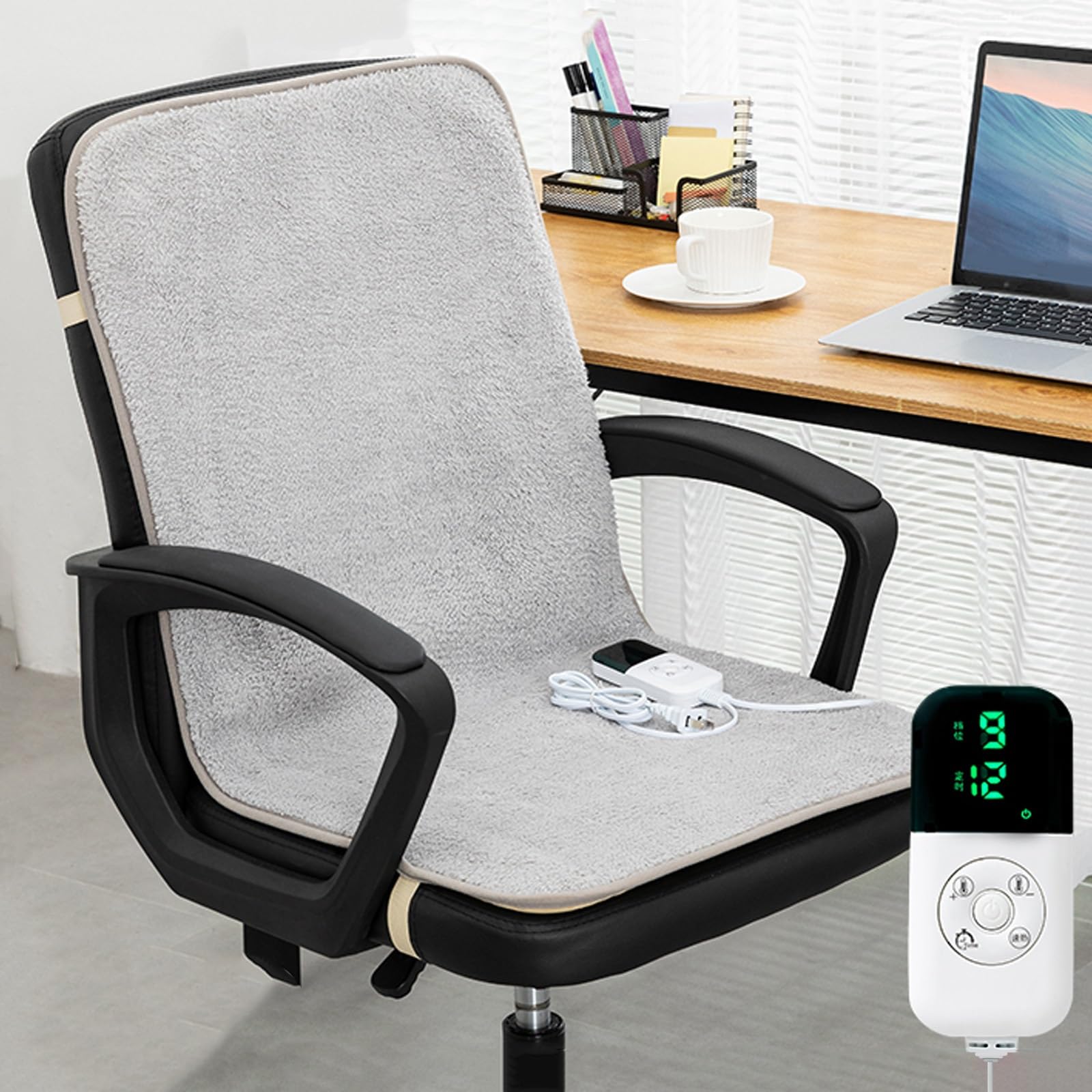 Coussin Chauffant Portable Long avec 9 Niveaux de Chaleur et Une Minuterie de 1 à 12 Heures, Tapis Chauffant pour Bureau, Heating Pad Grande Surface