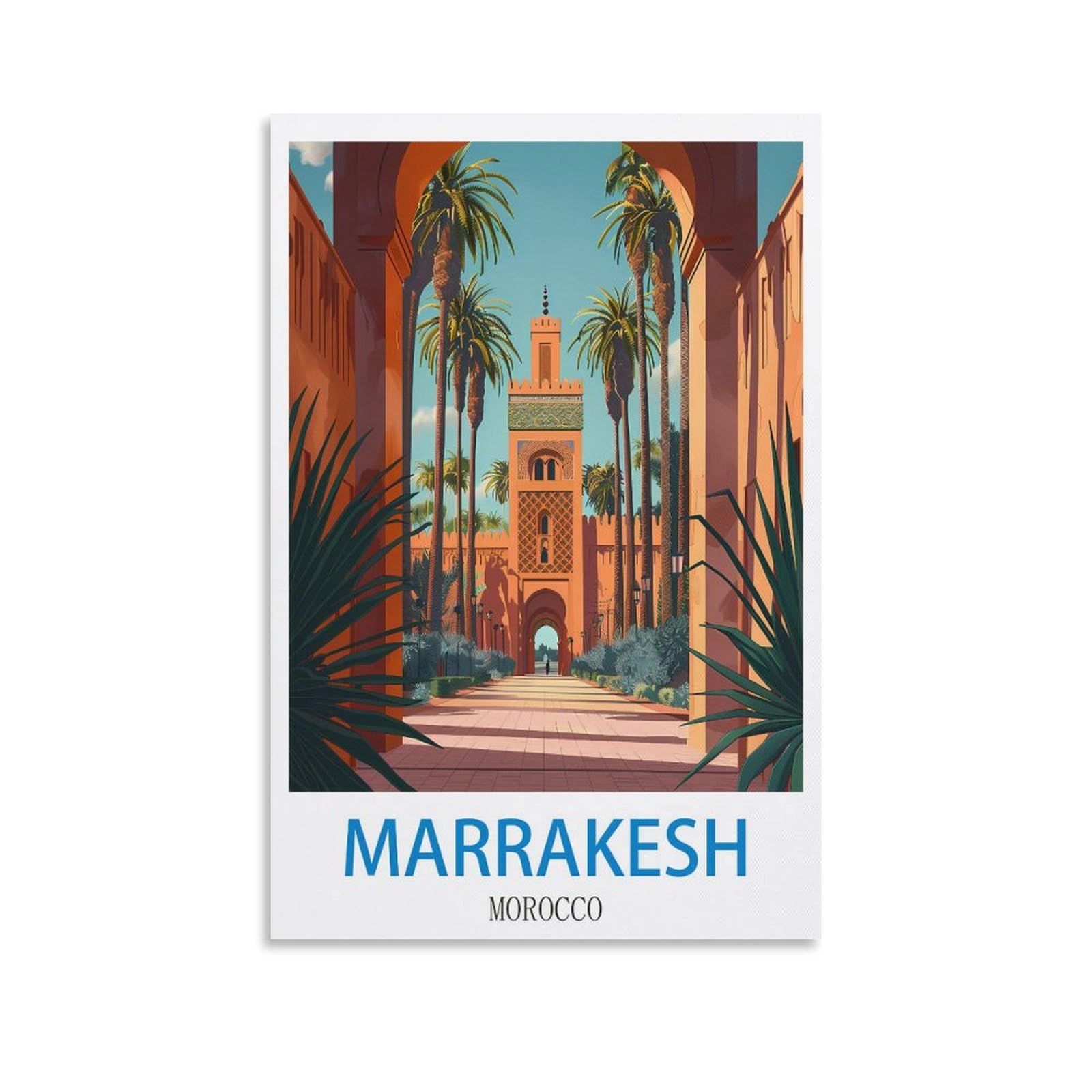 Zhilijing Unframe-Style Marrakesh Morocco Vintage Travel Posters 08X12inch(20X30cm) Decorative Painting Canvas Wall Posters And Art Picture Print Modern Family Bedroom Decor Posters