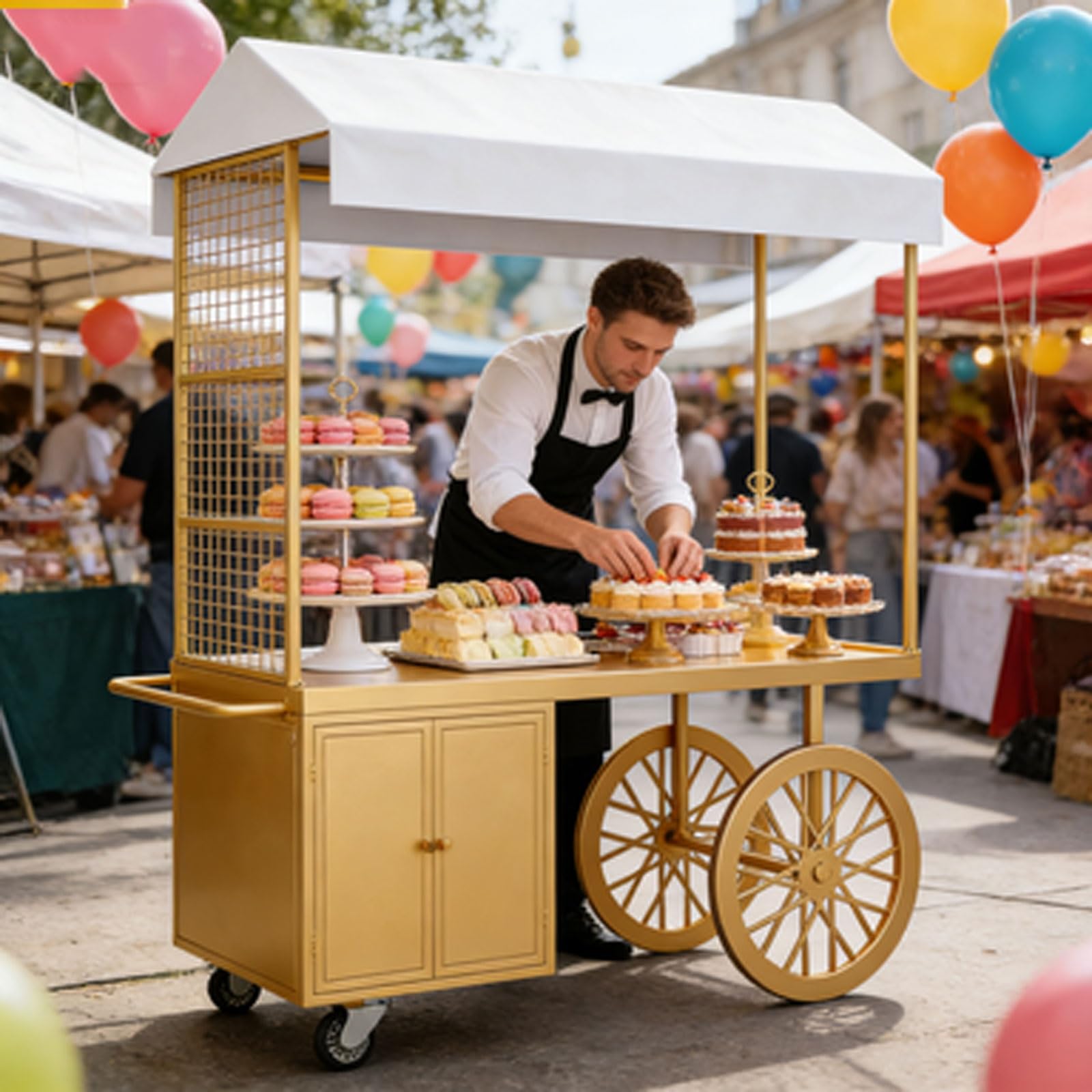 Banco di mostra portatile della stalla di mercato con il baldacchino del parasole per il carrello all'aperto del fornitore, cibo di strada & gli eventi