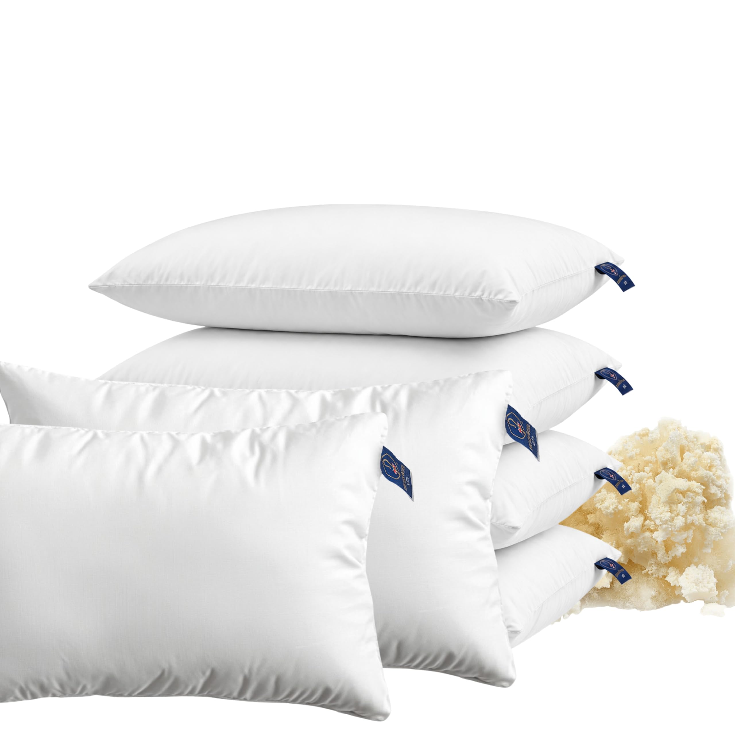 Lister Cartwright Wool Pillow Premium Firmness 100% Cotton Cover British Yorkshire Wool Natural Supportive British Regulates Body Temperature Standard UK Size Well sleep (6, White, 70 x 48 cm)