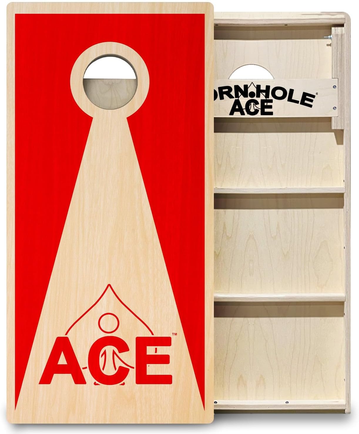 CornholeAce ACE PRO Inverse Triangle Professional Cornhole Boards - No Bounce! Triple Wide Legs, 3/4" Baltic Birch Plywood, Handles, Regulation Size (4x2ft), Tournament Style, Made in USA