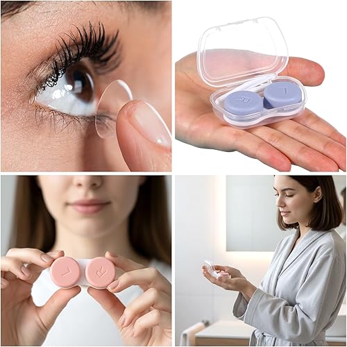 Miniatura 6 de 6 fundas para lentes de contacto con herramienta aplicadora de lentes de contacto, estuche portátil de contacto de viaje para viajes al aire libre,