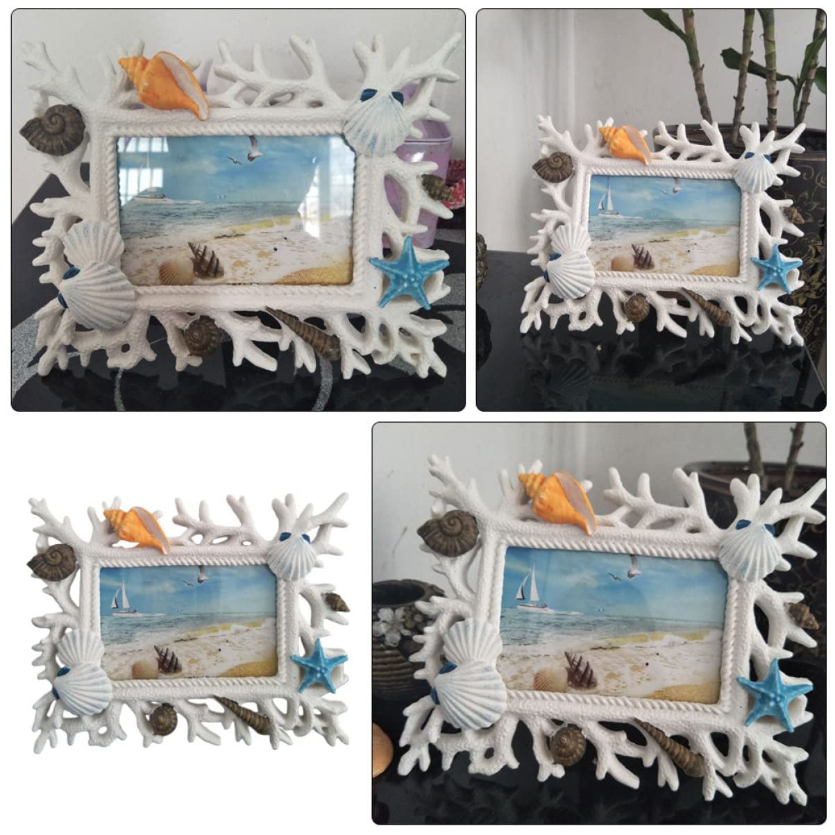 Alipis Cornice Portafoto in Resina a Tema Corallo, Design Semplice e Leggero, per Camera da Letto e Studio, Decorazione da Tavolo Stili multipli