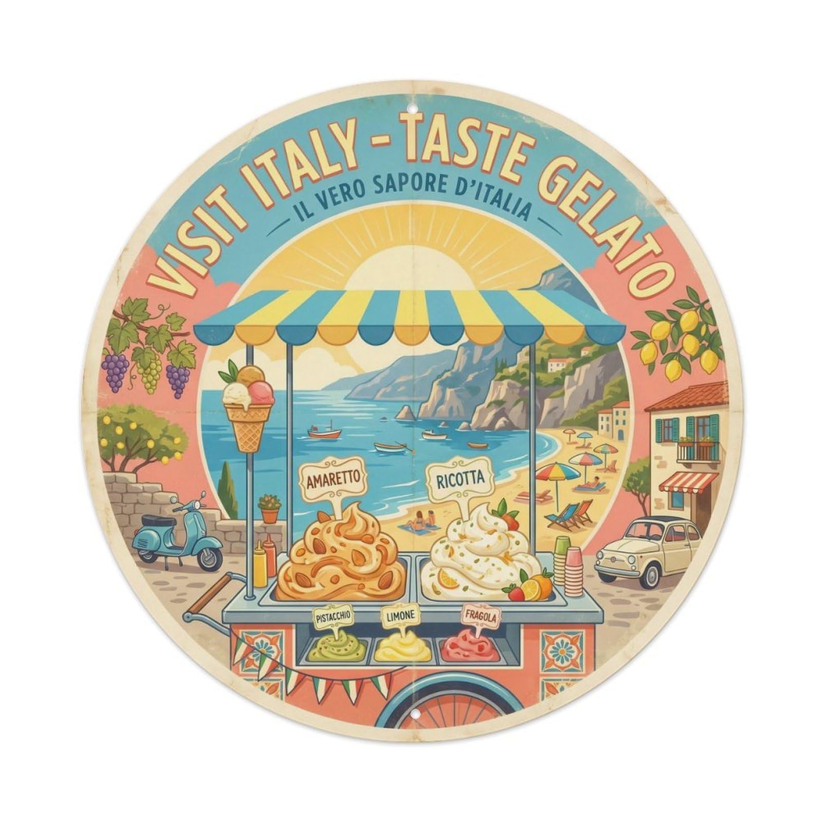 Gelato Dessert Travel Cuisine Creamery Food Metal Tin Sign