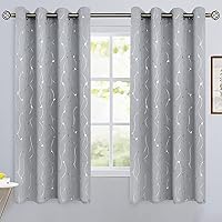Vista 271 de BGment Room Darkening Curtains 95 Inches Long, Grommet Thermal Insulated Blackout Curtains with Wave Line and Dots Printed for Bedroom, 2 Panels