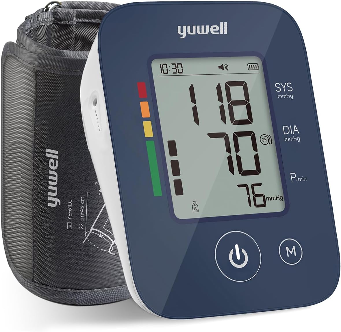 yuwell Automatic Blood Pressure Monitor for Home Use, Upper Arm BP Machine with Large Adjustable Cuff (8.7-17.7"), 199 Memory, Irregular Heartbeat Alert & WHO Classification
