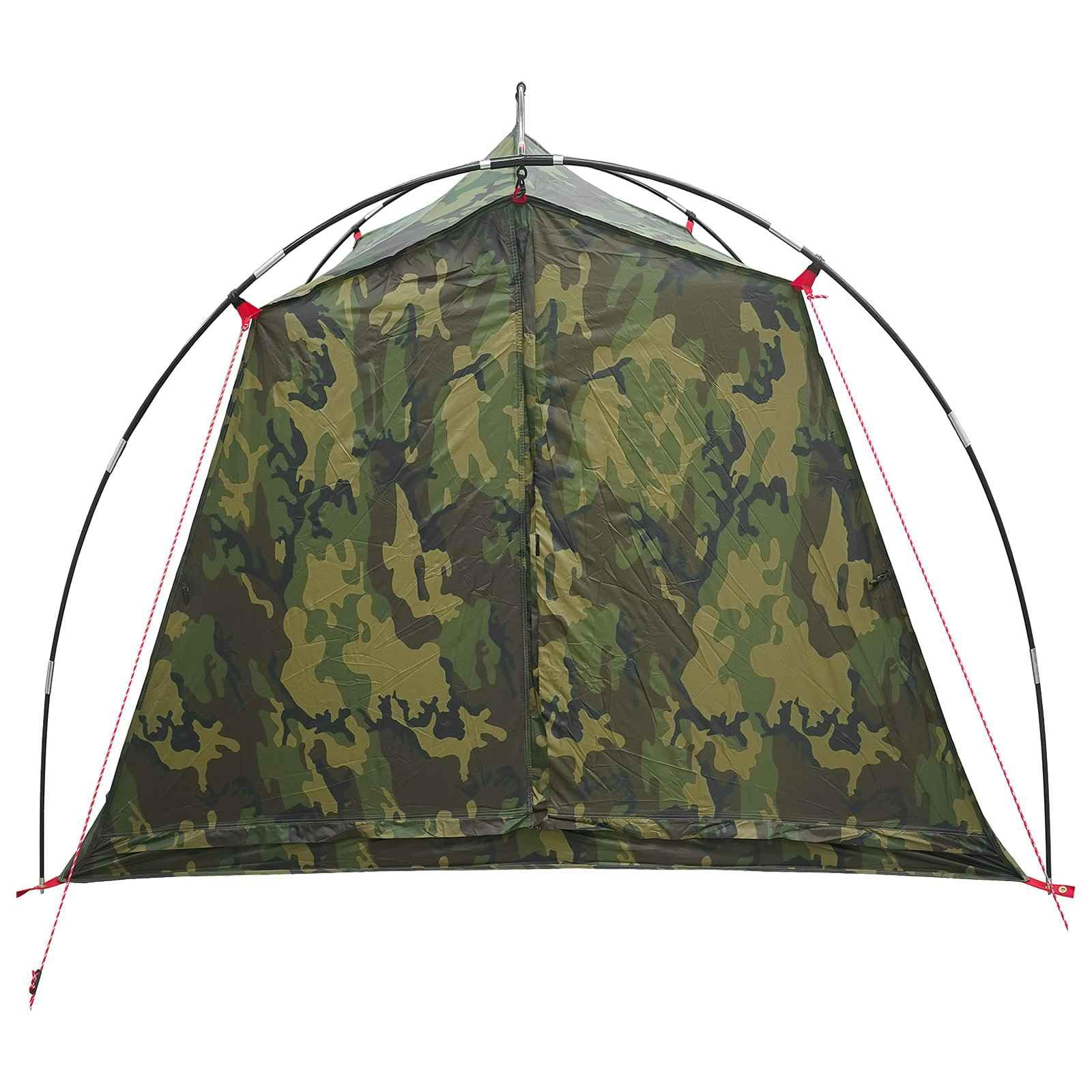 Tienda de campaña tipo túnel de camuflaje para 2 personas, de poliéster 185T con revestimiento de poliuretano, ligera e impermeable, con marco de fibra de vidrio, resistente al viento, con