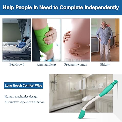 Miniatura 2 de Herramientas de ayuda para el inodoro de largo alcance, limpiador inferior, extiende tu alcance más de 15 pulgadas de agarre de papel higiénico o