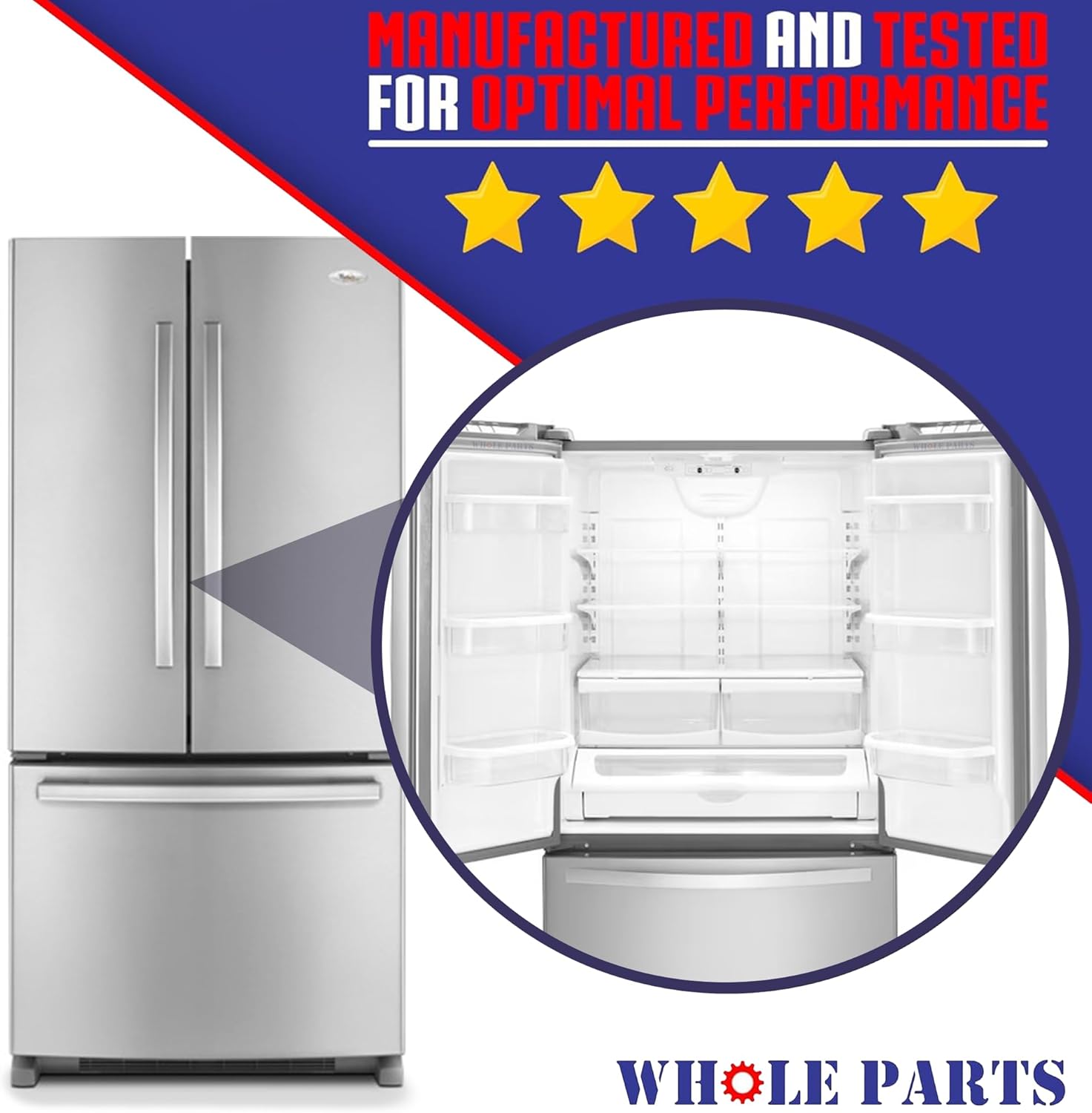 Whole Parts Refrigerator Door Seal Gasket Set – Left (W10830283) & Right (W10830162), Gray, Magnetic Strip – Fits Select JennAir, Kenmore, KitchenAid, Maytag, Whirlpool