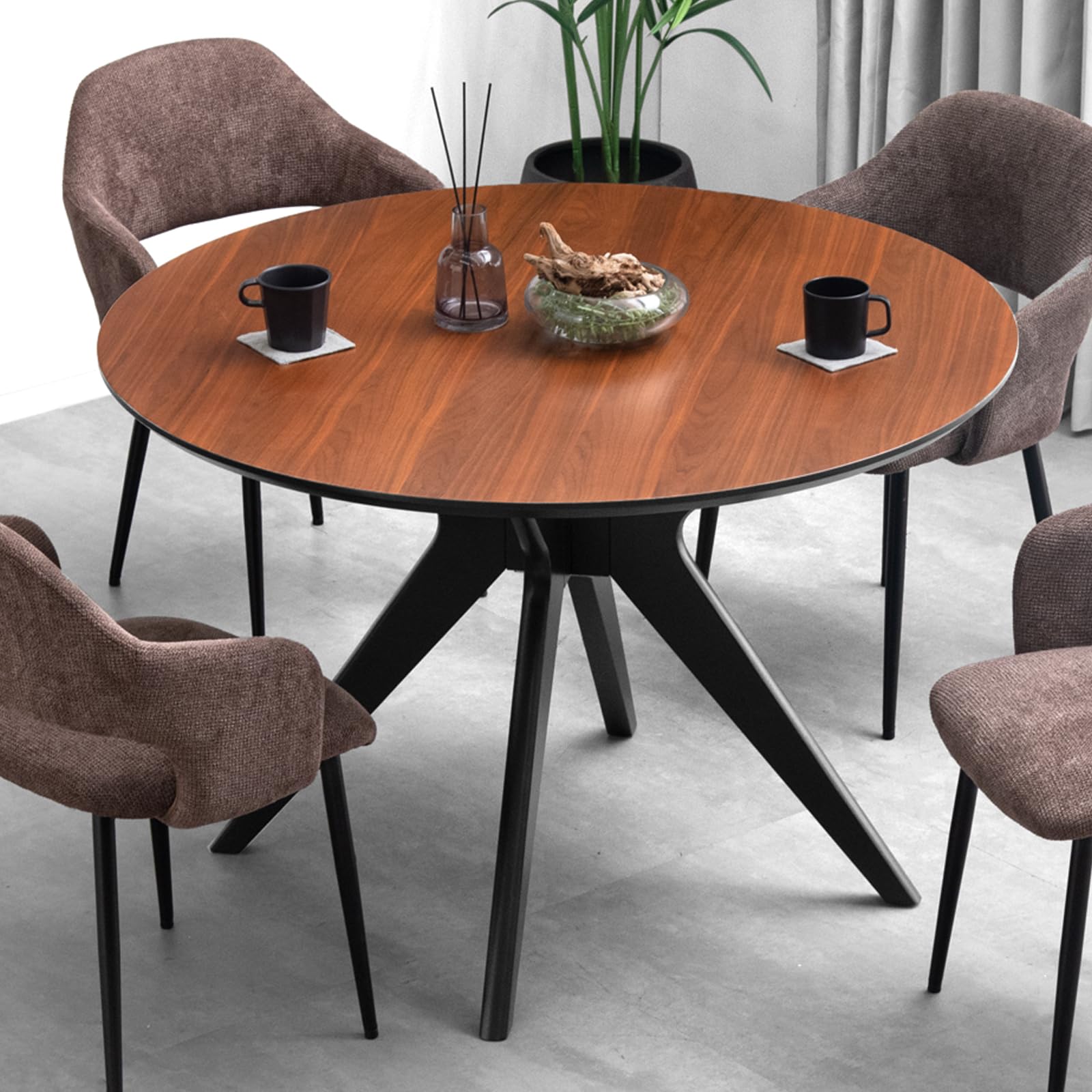 Amazon｜タンスのゲン ダイニングテーブル 円形 単品 幅110cm 4人掛け