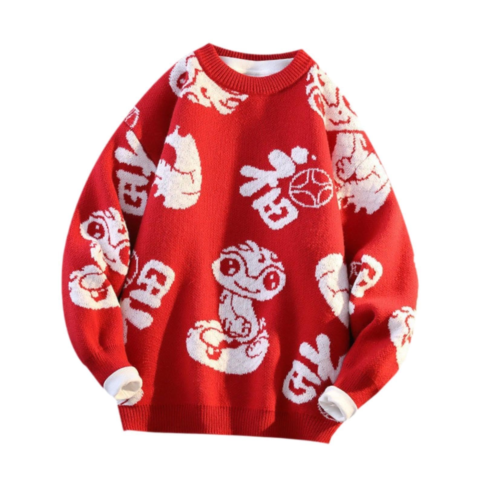 Knit Sweater Warm Novelty Casual Jacquard for Autumn Winter Festival Red|Clothing Shoes & Accessories | Mens Clothing | Sweaters-image-28
