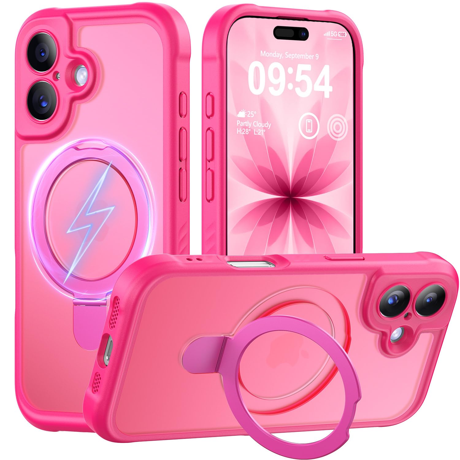MOCCA Magnetic for iPhone 17 Case with Stand,Hot Pink