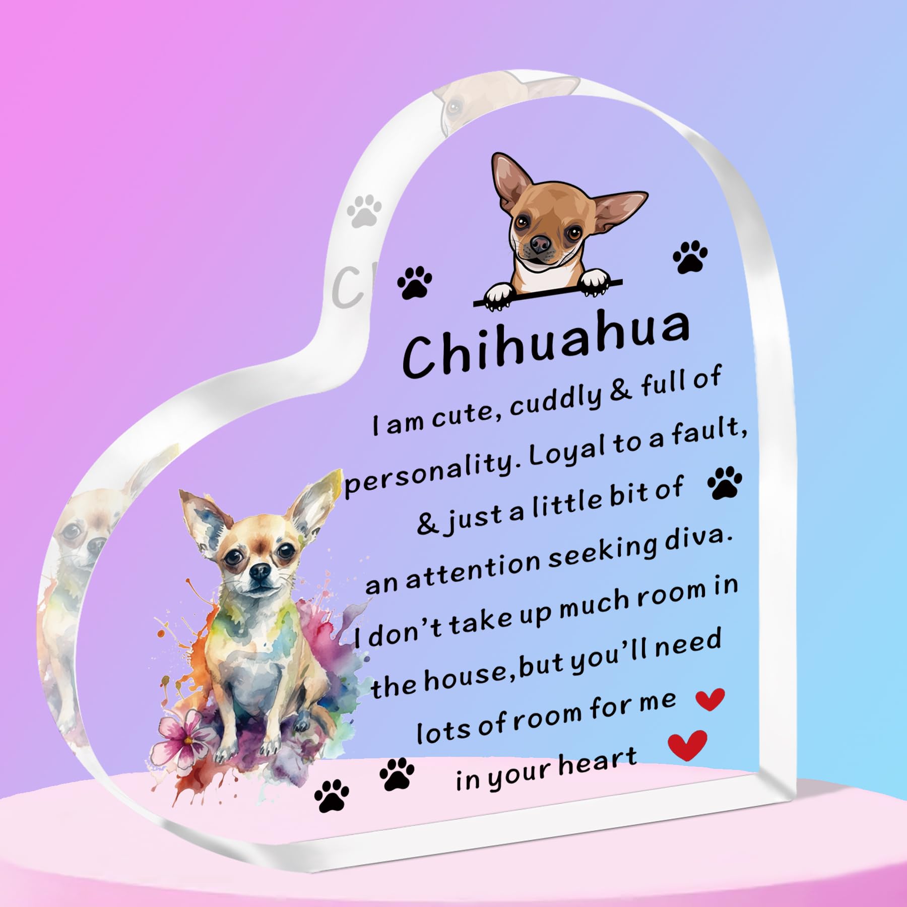 SMARGO Chihuahua Gifts for Women Men Dog Lover Acrylic Plaque Christmas Birthday Chihuahua Acrylic Plaque Gifts for Dog Lover Dog Mum Dad