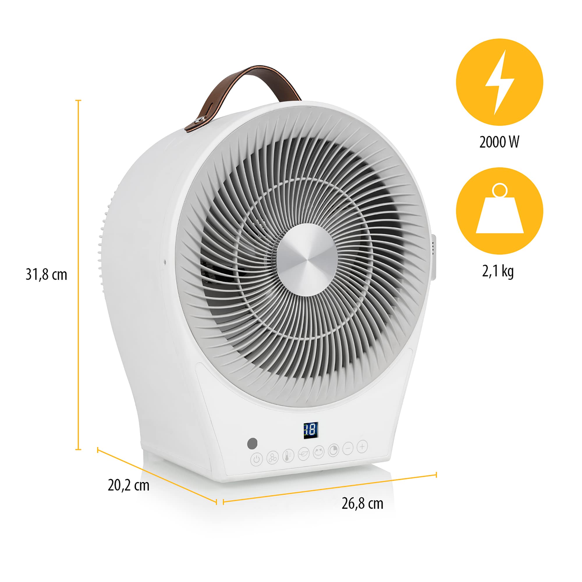Tristar KA-5160 Calefactor y Ventilador 2 en 1, 2000 W, 56 Decibeles, Plástico, 6 Velocidades, Blanco