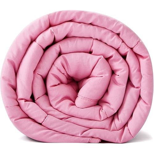 RelaxBlanket Weighted Blanket | 60''x80'',12lbs | for Individual Between 110-160 lbs | Premium Cotton Material with Glass Beads | Pink