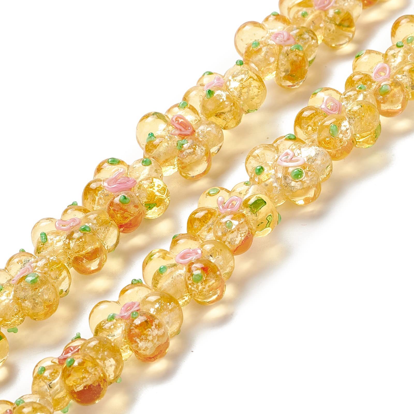 Crafans 28Pcs Flower Lampwork Beads 5-Petal Little Flowers Lampwork Glass Beads for DIY Bracelet Necklace Spacer Beads Handmade Jewelry Making (Gold Color) โ image 1