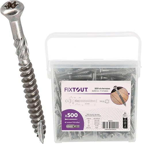 GRAD - Lot de 50 clips inox pour lames composite rainurées + vis torx T20