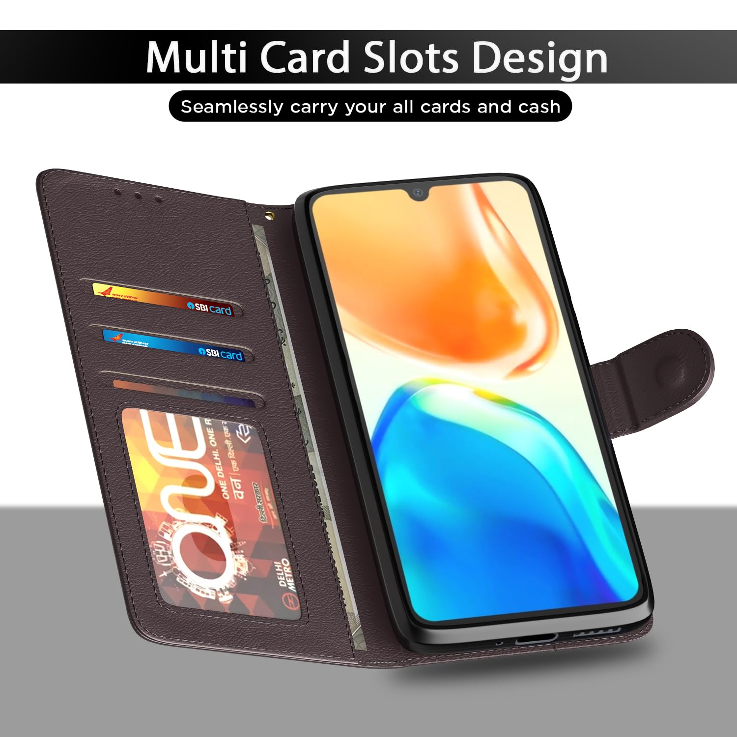 Pikkme Vivo V25 5G Flip Case - Leather & TPU -5