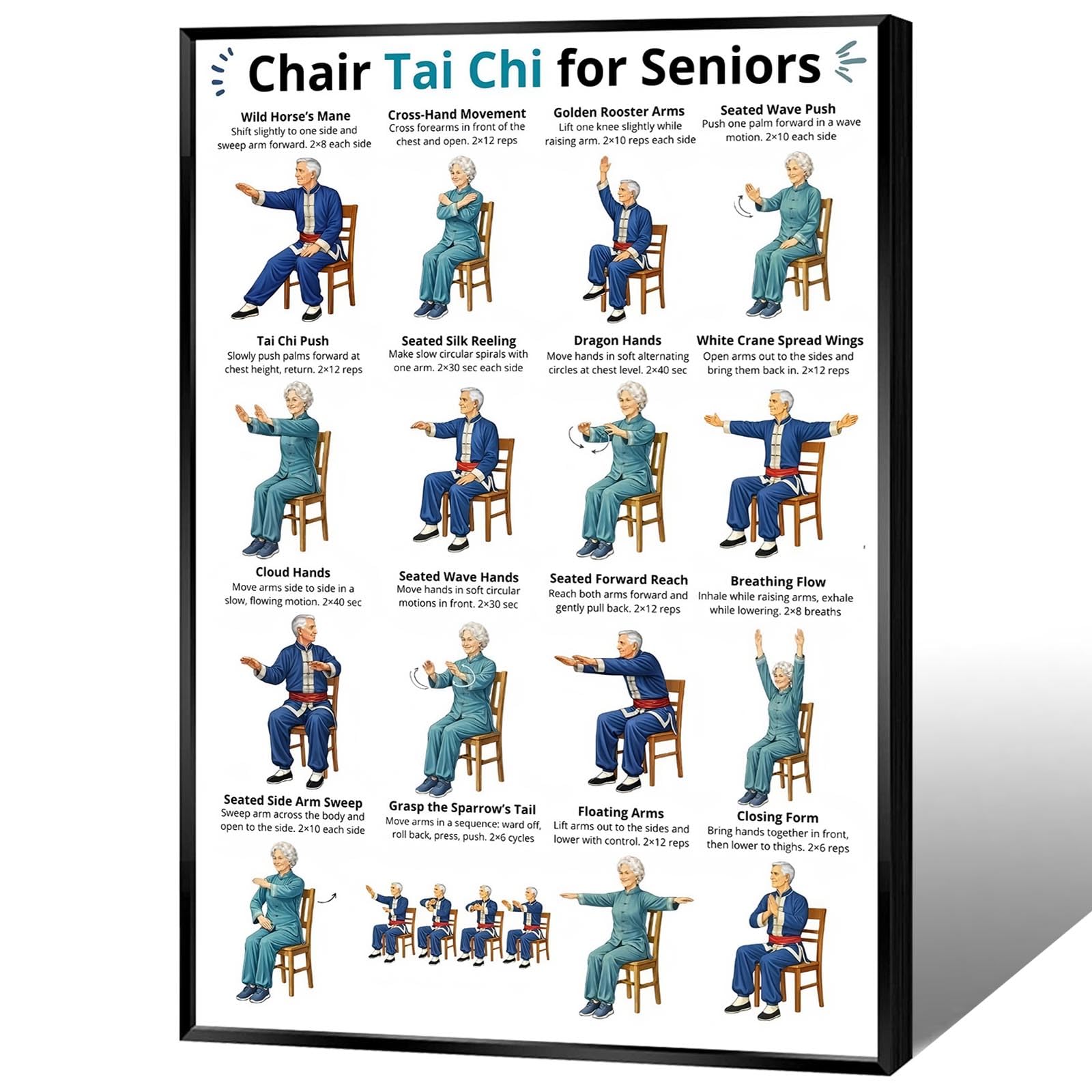 Tai Chi Walking Workout for Women Poster Balance & Mindful Movement Exercise Chart(8x12inchs，Unframed) — view 18