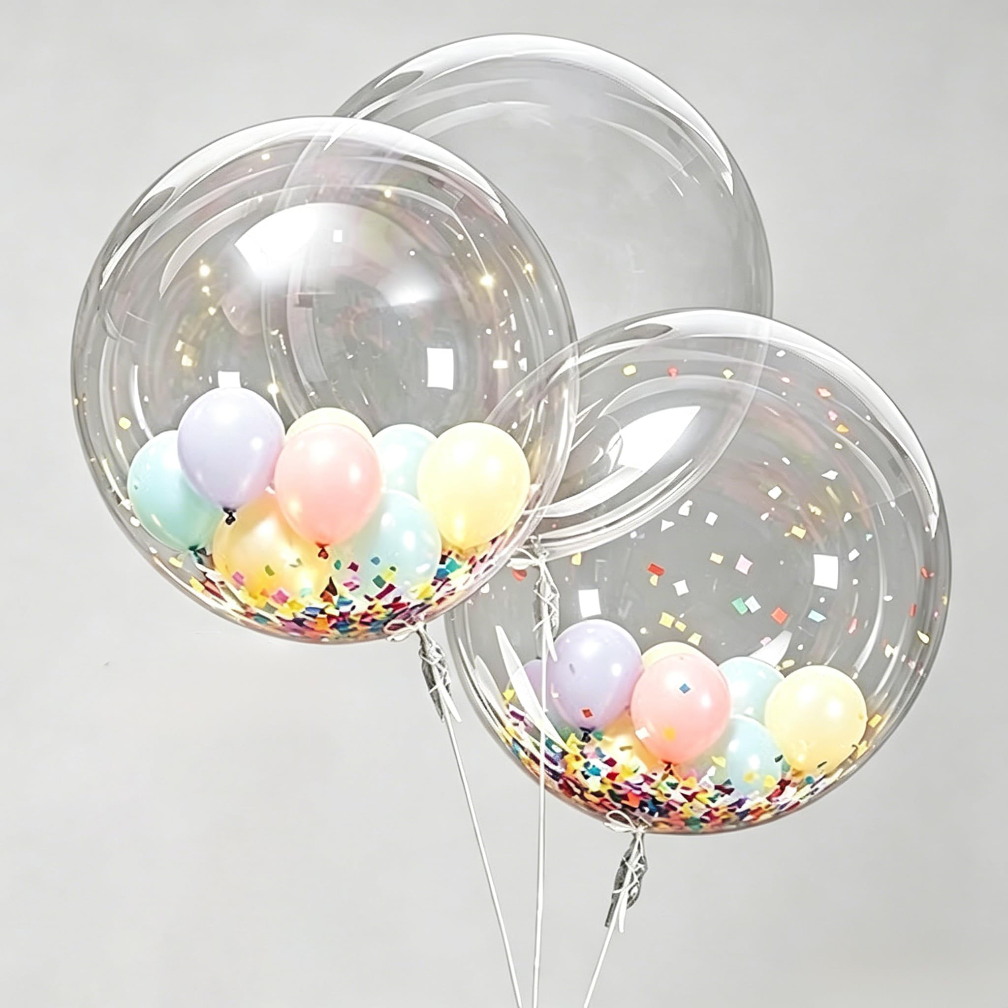 Bobo Balloons 24 Inch - 10 Pack Clear Transparent Party Balloons for Elegant Decorations, Wide Neck for Easy Inflation, Thickened Material for Durability