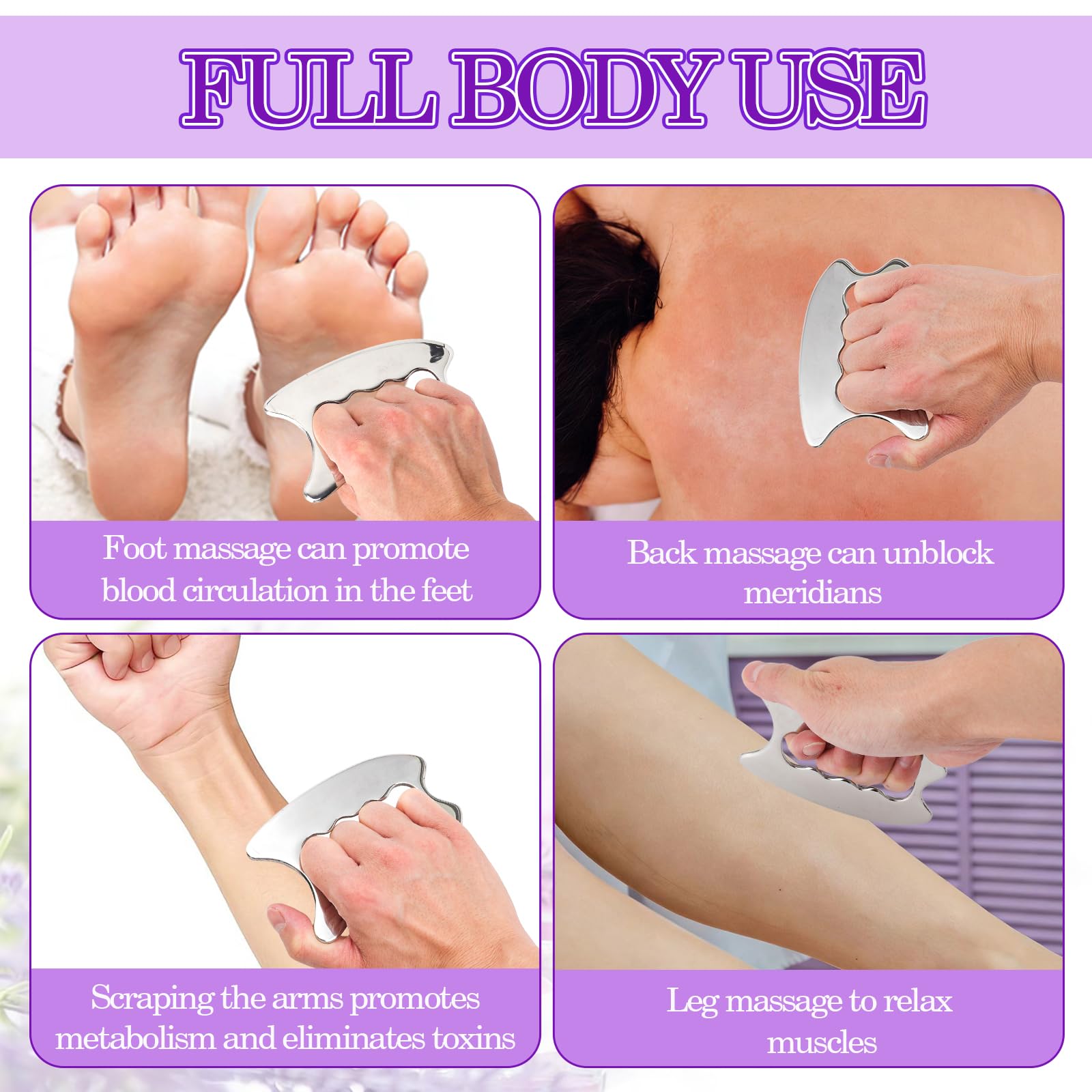 Gua Sha zestaw do masażu powięzi ze stali nierdzewnej, 2 w 1, nóż do masażu powięzi + gua Sha Mini Tool skrobak do ciała, twarzy, liftingu, drenażu limfatycznego, relaksu mięśni w domu i studiu