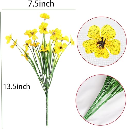 Miniatura 9 de VAIZIQ Flores artificiales de otoño para exteriores, 12 racimos de plantas y flores para exteriores, resistentes a los rayos UV, flores falsas que