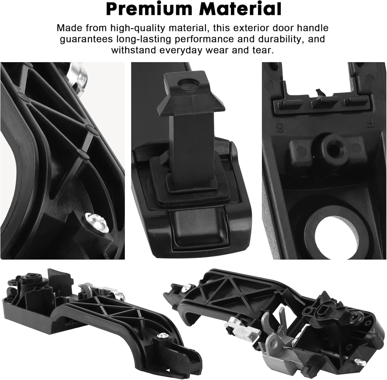 SHACHAR Exterior Door Handle Kit, Front Left Driver Side 8S4Z-5422404-AA Compatible with Ford Focus 2008-2011, Cap w/Keyhole 8S4Z-54218A14-AA, Bracket 8S4Z-5426685-B Matte Black