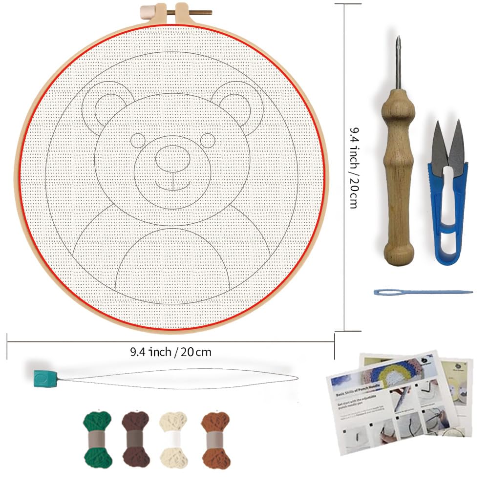 FREEBLOSS Kit fai da te Punch Needle per principianti, per cartoni animati, con pneumatici e istruzioni per il ricamo per adulti, regalo e decorazione
