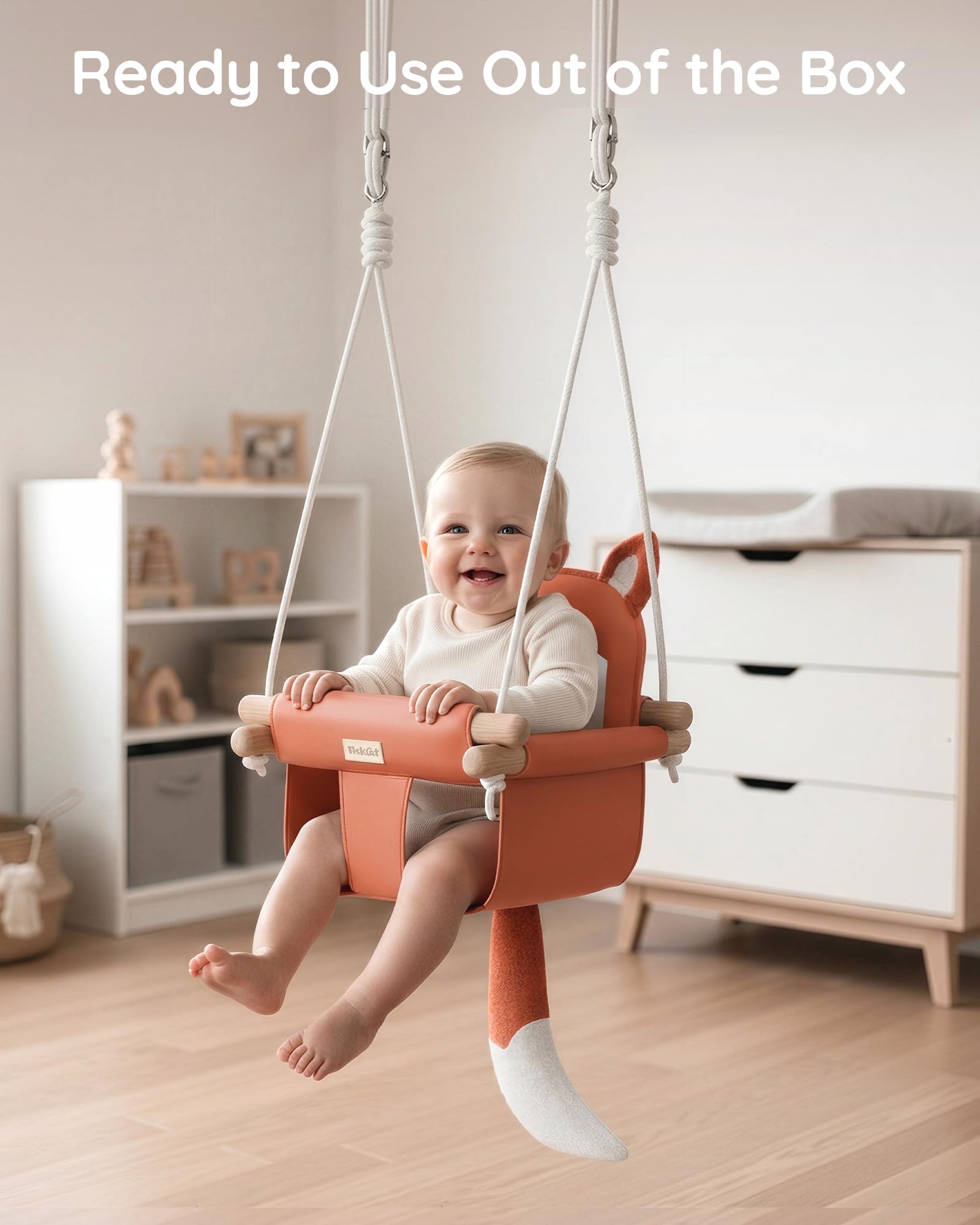 Amazon.com : Wooden Baby Swing with Soft Safety Belt, Cozy Infant