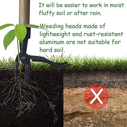 Miniatura 7 de Herramienta de extracción de malezas de pie, repuesto manual de cabezal de deshierbe, herramienta extractor de malezas con placa de pie, herramienta