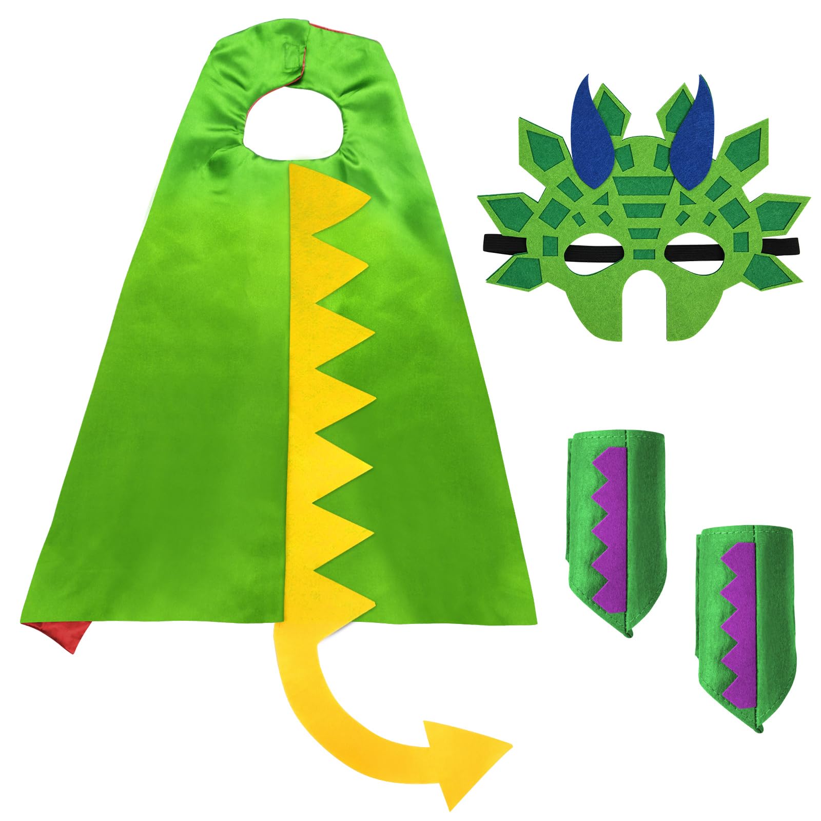 Aomig Disfraz Dinosaurio Niño, 3Pcs Capa de Dinosaurio con Capucha y Mangas y Máscara Dinosaurio, Capa de Disfraz de Dragón para Niños para Halloween Carnaval Fiestas Cosplay Cumpleaños — view 10