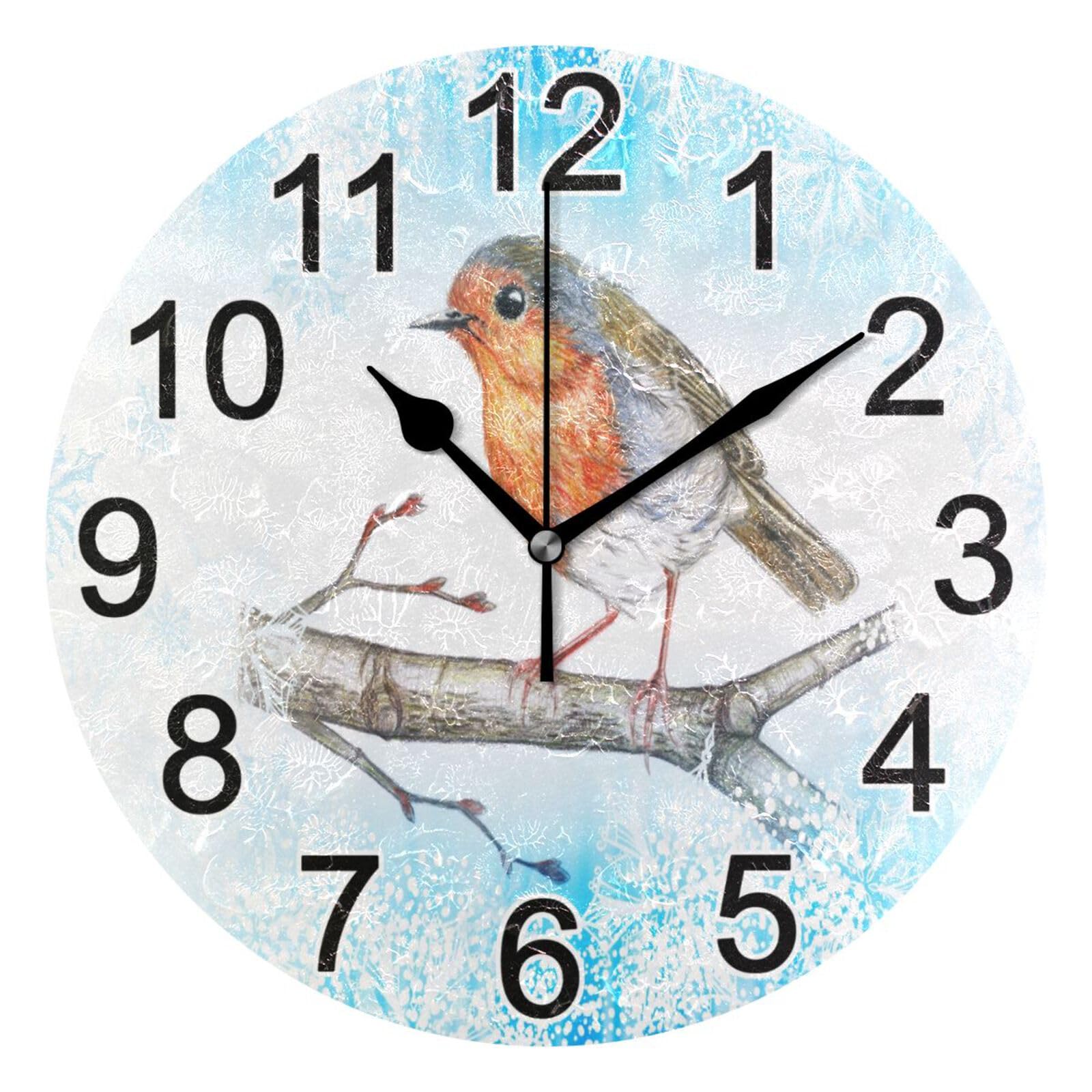 Mnsruu Balene con Ancore di Mare Orologio da Parete Rotondo, Silenzioso Non ticchettante Dipinto ad Olio per Camera da Letto Soggiorno Ufficio Scuola Home Decor