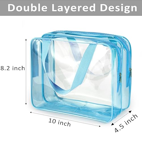 Miniatura 100 de Kit de aseo de viaje de viaje para hombres y mujeres, 3 piezas de PVC transparente, impermeable, organizador de embalaje de vinilo, bolsa con cierre