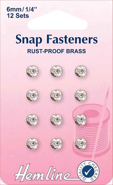 Hemline H420.6 | Nickel Brass Rust Proof Sew On Snap Fasteners | 6mm | 12 Sets