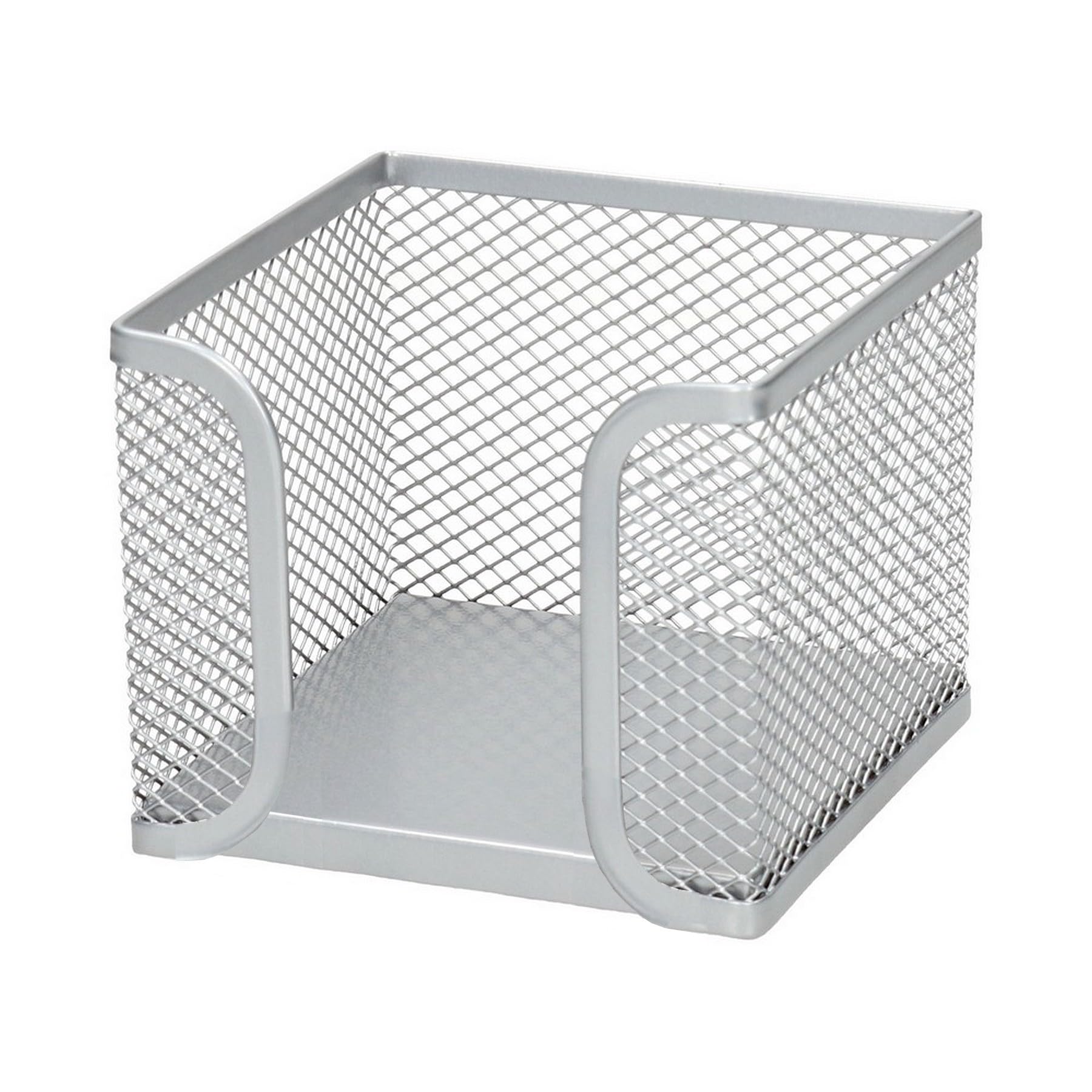 D.RECT KOMO Metal Mesh Note Cube Holder – Desk Organizer for Sticky Notes, Durable Steel Construction, Silver