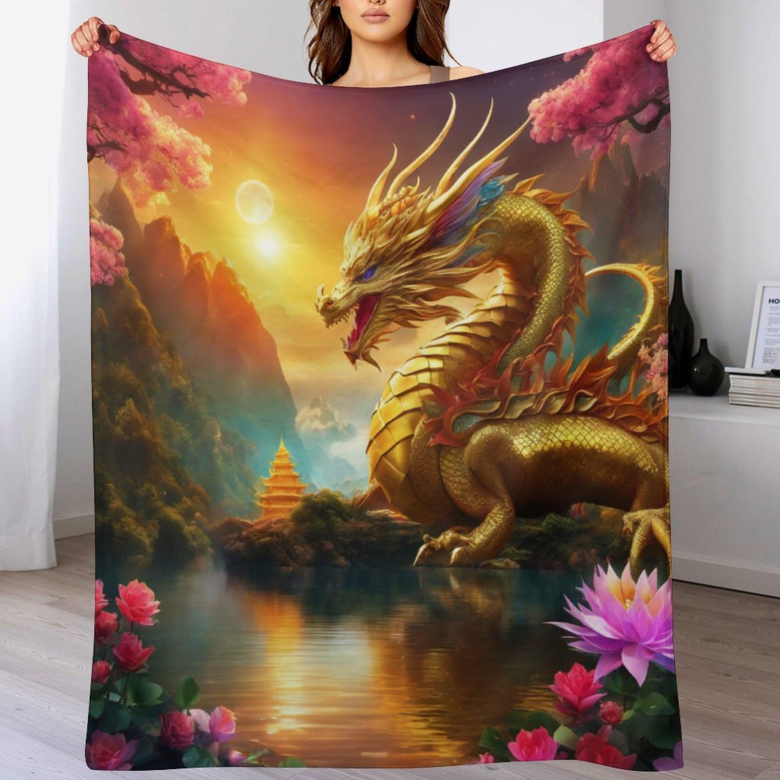Couverture dragon plaid canapé chaud pour vos soirées cocooning en flannel douce 100x130cm