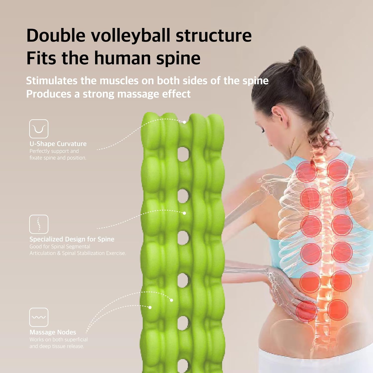 Vibspine, Back Stretcher for Lower-Back Pain Relief, Spine Decompressor,Posutre Corrector, Ideal for Pilates (Green)
