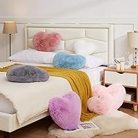 Vista 4 de YRXRUS Almohadas de corazón, almohada en forma de corazón, pequeñas almohadas de corazón rosa polvoriento para regalos, almohadas de imitación