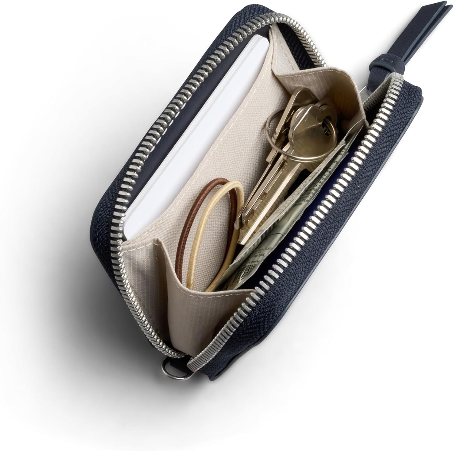 Bellroy Folio Piccolo (small leather zip wallet for men and women, with storage for cards, coins and keys) - Navy