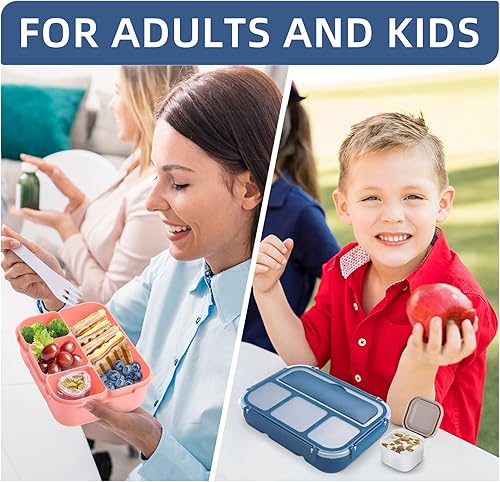 Miniatura 7 de QQKO Lonchera Bento para adultos, contenedores para adultos, hombres y mujeres, loncheras para niños para la escuela con 4 compartimentos,