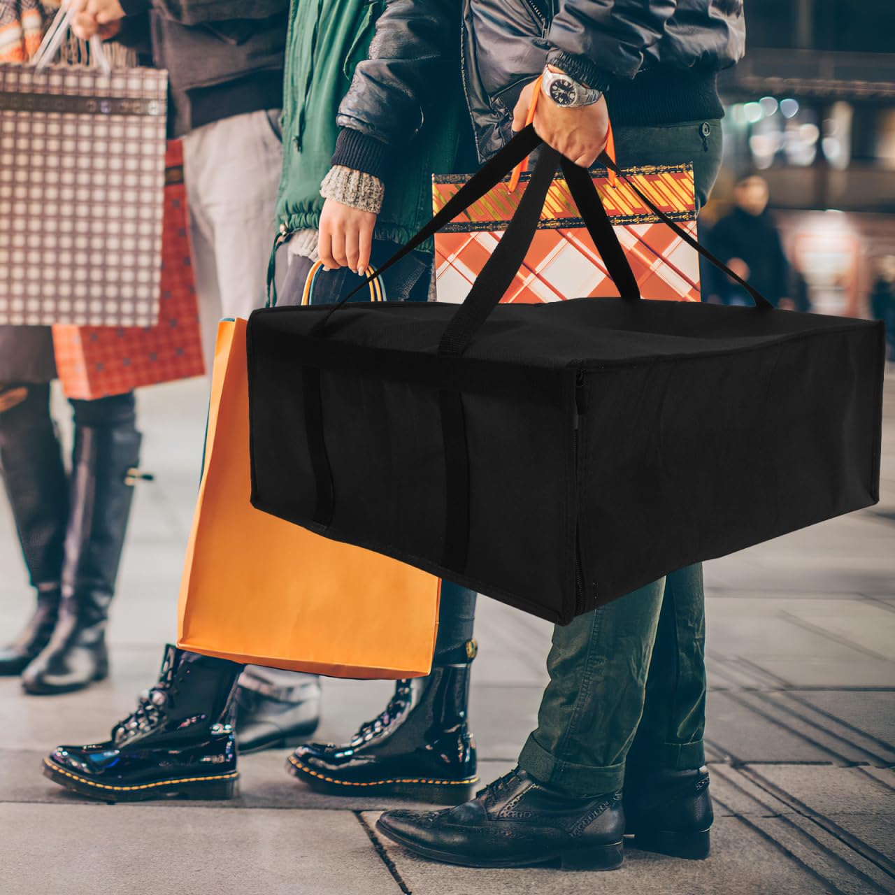 Isolierte Pizza-Liefertasche Faltbare Thermotasche Für Lebensmittel Große Kühltasche Für Takeout Praktische Tragetasche Mit Schultergurt Ideal Für Picknicks Und Reisen 50 X 50 X 205 cm