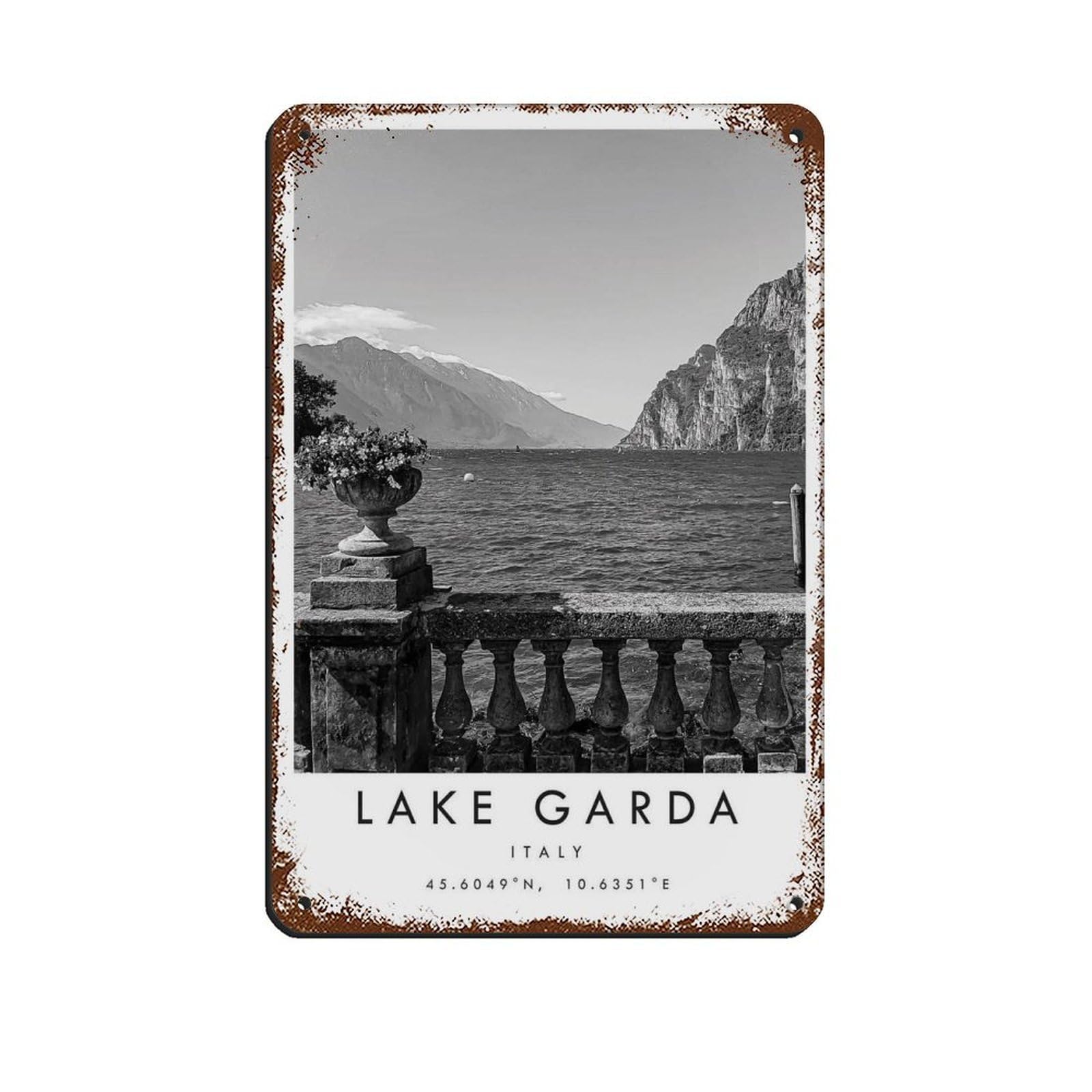 Lake Garda Travel, Italy Poster Tin Sign Vintage Metal Pub Club Cafe Bar Home Wall Art Decoration Poster Retro 8x12inch(20x30cm)