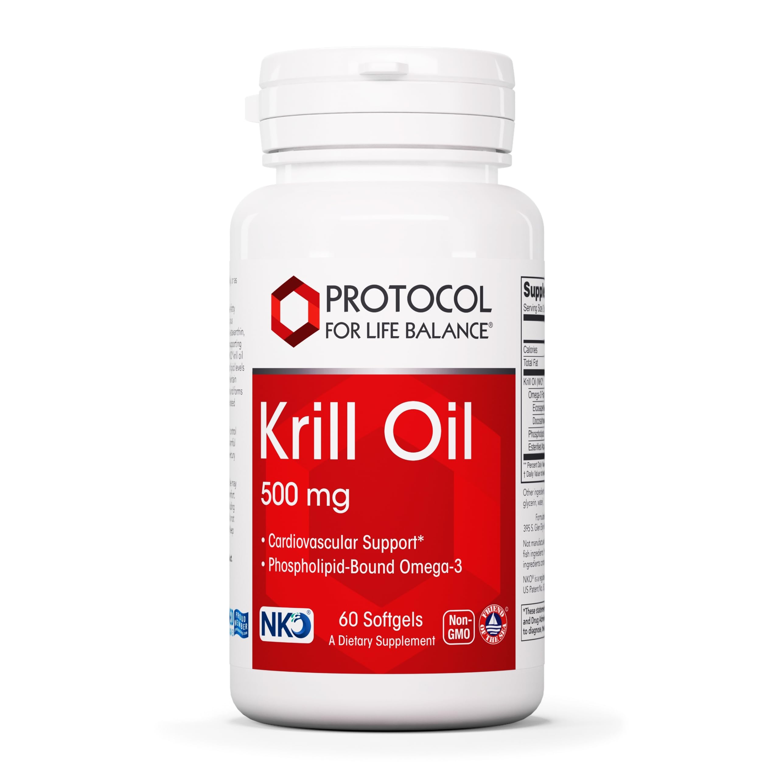 PROTOCOL FOR LIFE BALANCE Krill Oil 500mg, DHA & EPA, 60 Softgels
