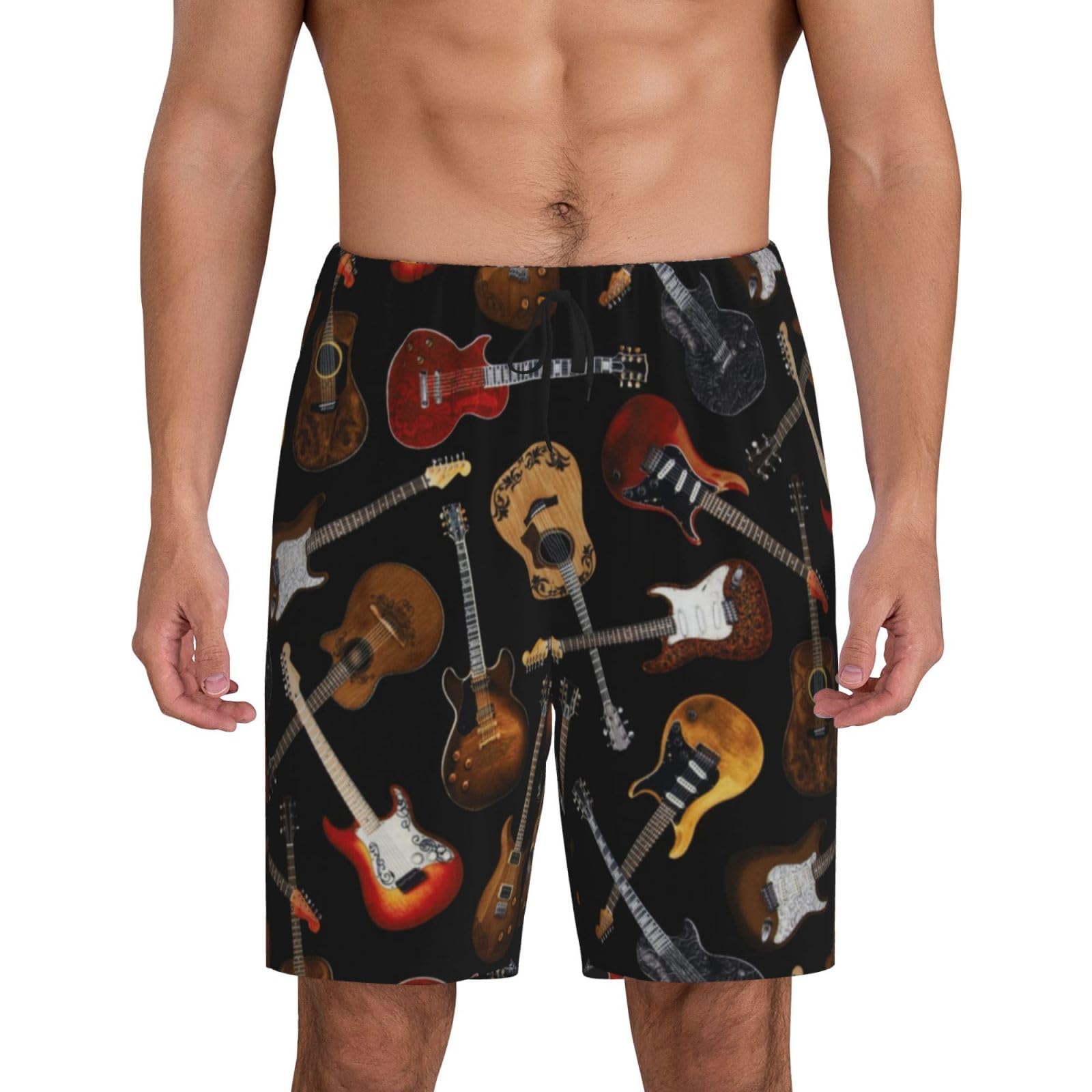 Scaua Men's Guitars Pajama Shorts Sleep Shorts Soft Comfy Lounge Pjs Pants With Pockets