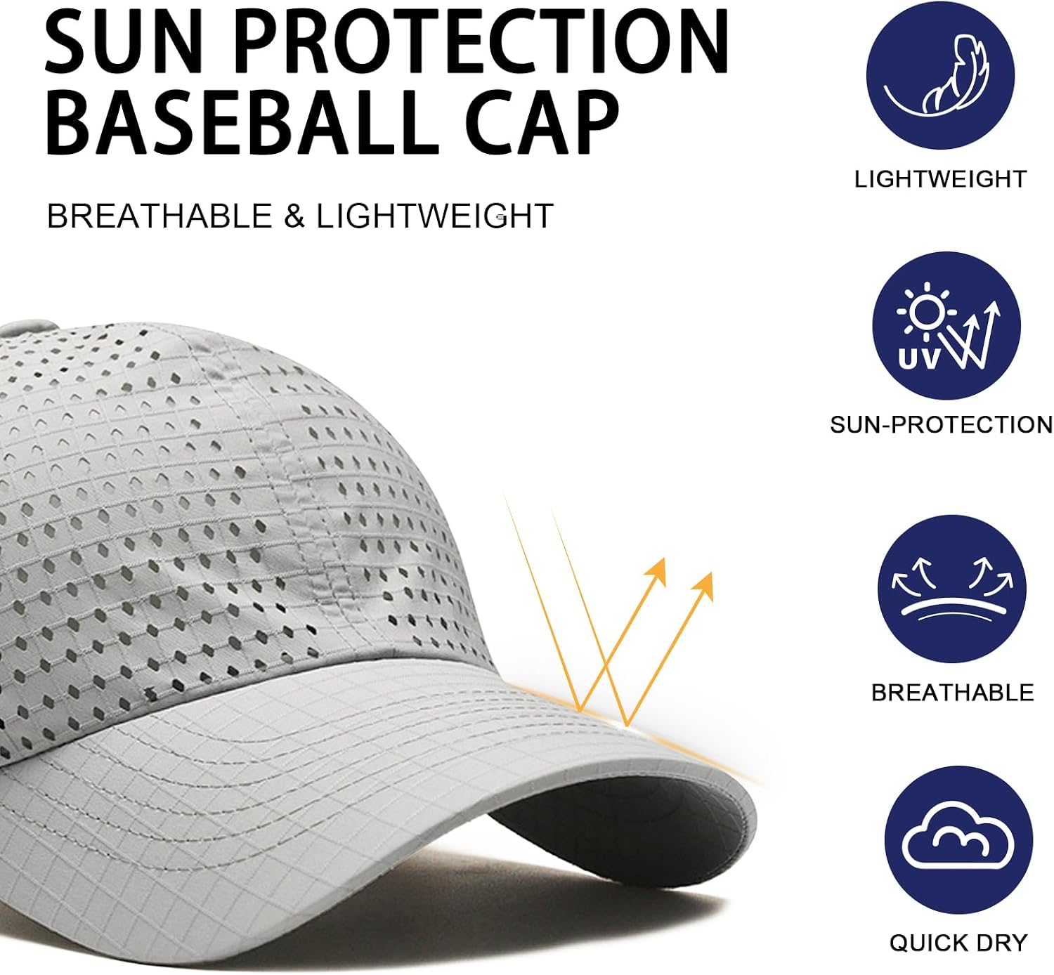 Quick Dry Mesh Baseball Cap for Men Women, 2 Pcs Running Hat Vented Performance Outdoor Sport Golf Tennis Hats Summer image 2