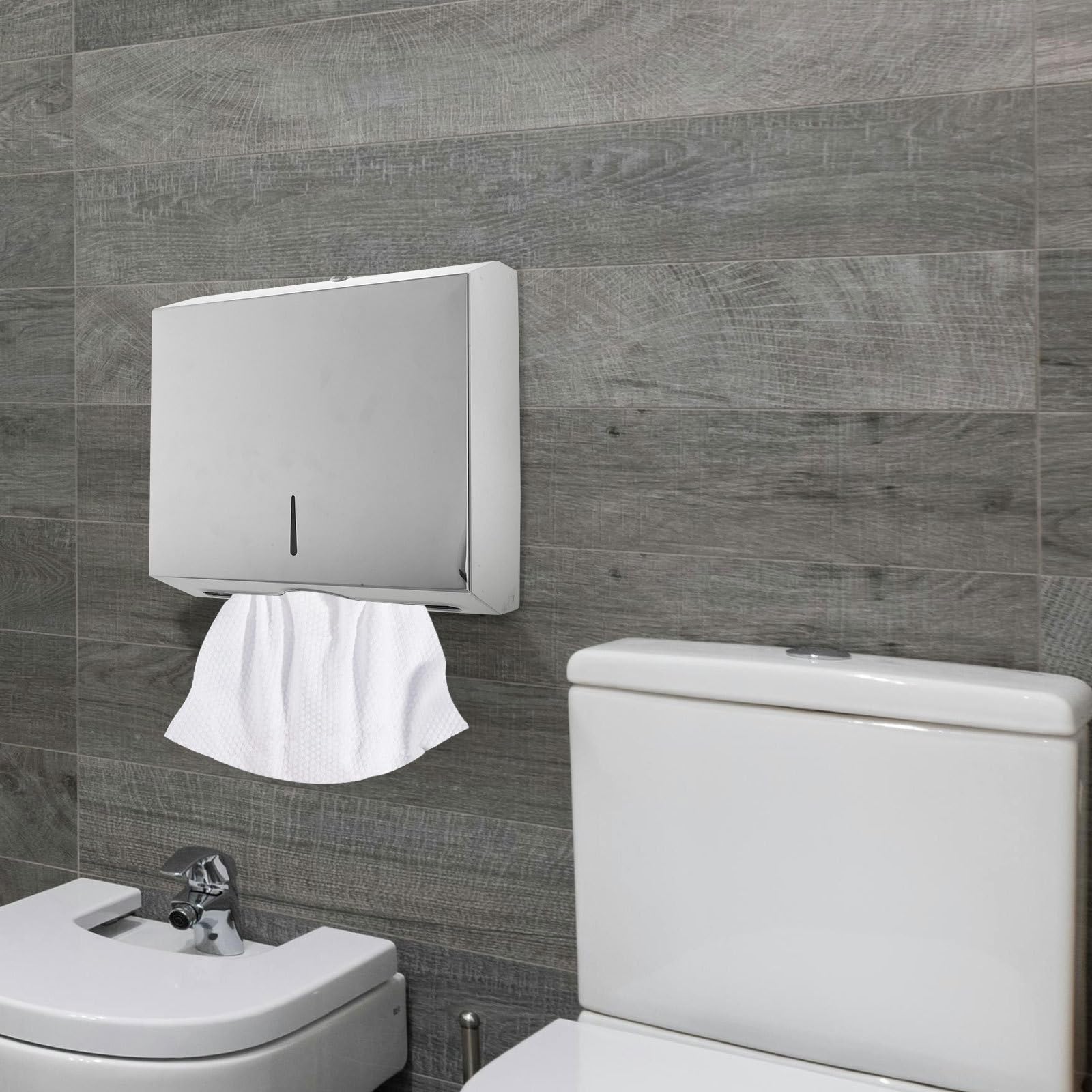 Vaguelly Dispensador de Toallas de Papel Diseño Confiable y Elegante de Acero Inoxidable Soporte de Pared Resistente y Fácil Uso para Baño Público y Hospitales