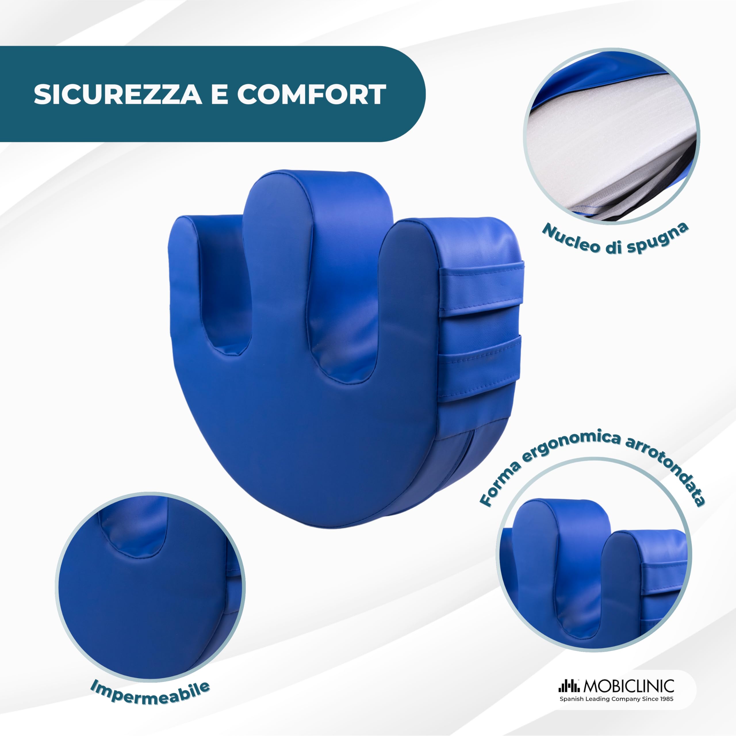 Mobiclinic®, Cuscino rotante per persone allettate, Antidecubito, Schiuma, Maniglie per cambio postura, Forma a U, Fodera Impermeabile Lavabile, Base Antiscivolo, 50x40,5x12 cm, 100 kg, Folk