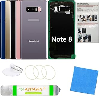 Galaxy Note 8 Back Glass Cover Replacement Housing Door with Pre-Installed Camera Lens +Installation Manual +All The Adhesive +Repair Tools for Samsung Galaxy Note 8 SM-N950 All Carriers(Orchid Gray)