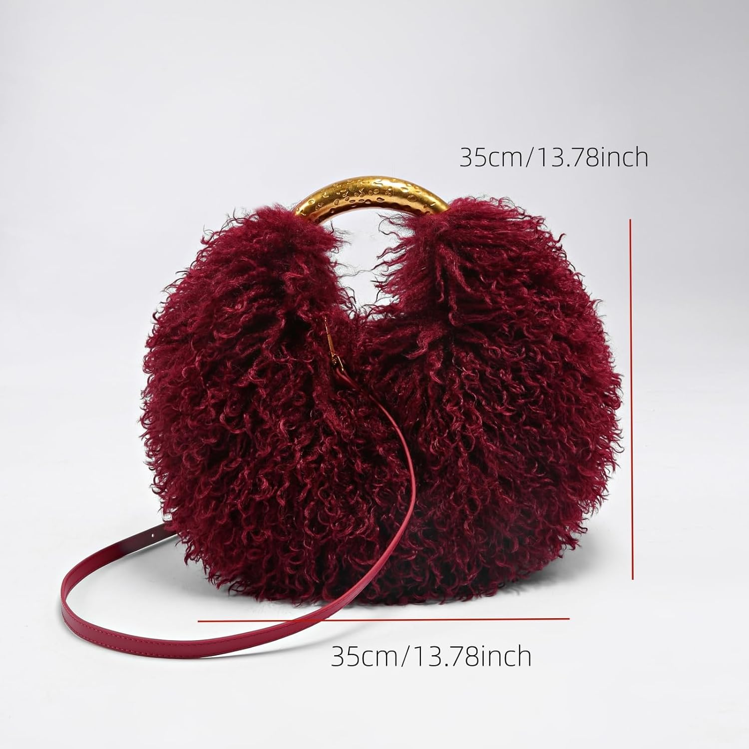 Faux Fur Handbag and Purse for Women Y2K Fluffy Hobo Shoulder Bag Cute Plush Furry Crossbody Bag with Adjustable Strap