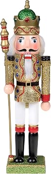 Clever Creations Gold King 12 Inch Traditional Wooden Nutcracker, Festive Christmas Decor for Shelves and Tables